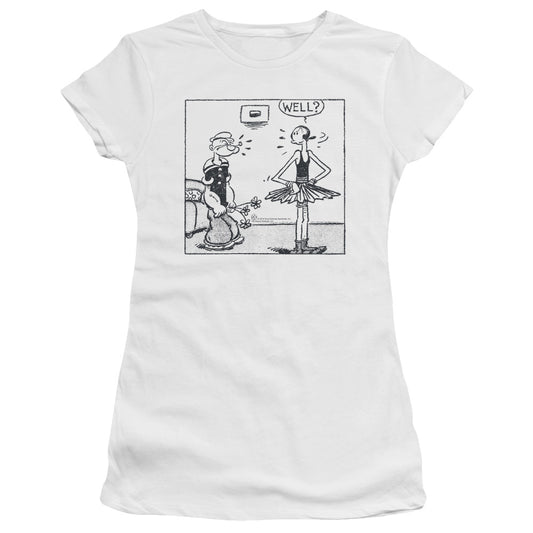 Popeye Well Junior Sheer Cap Sleeve Womens T Shirt White