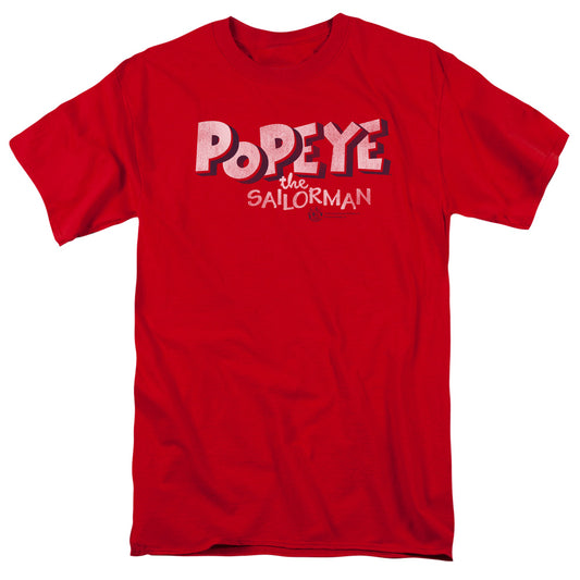 Popeye 3D Logo Mens T Shirt Red