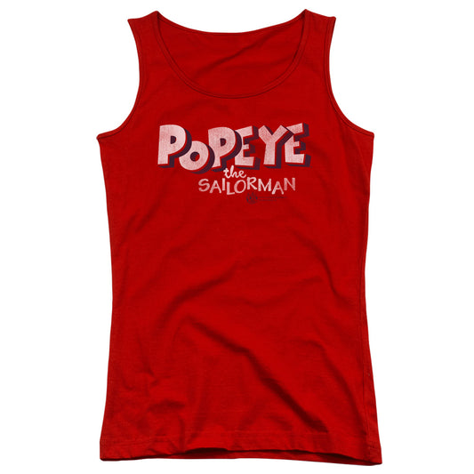 Popeye 3d Logo Womens Tank Top Shirt Red