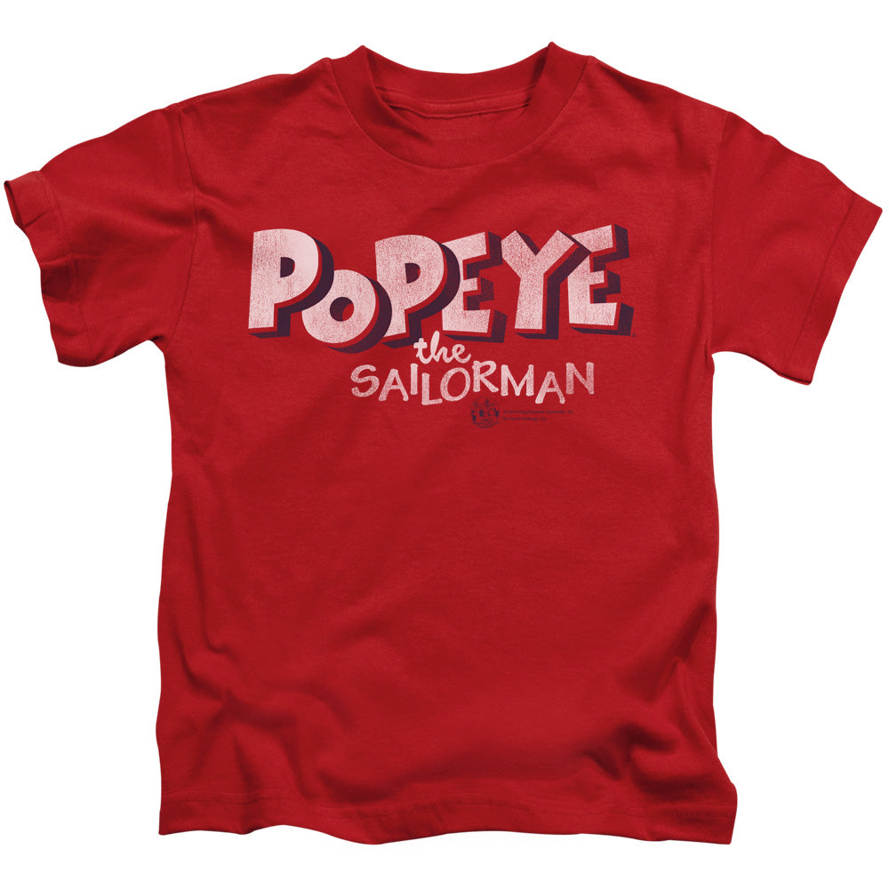 Popeye 3d Logo Juvenile Kids Youth T Shirt Red