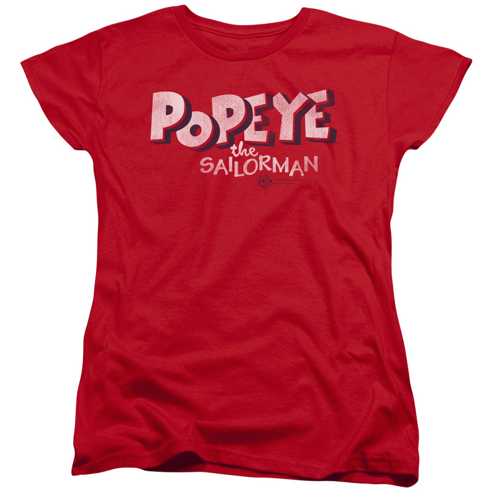 Popeye 3d Logo Womens T Shirt Red