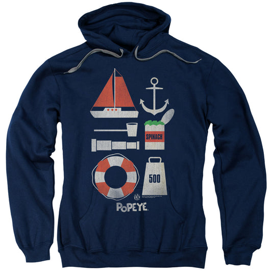 Popeye Items Mens Hoodie Navy