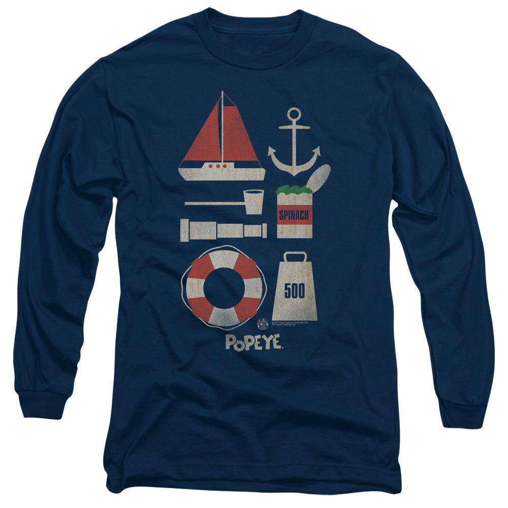 Popeye Items Mens Long Sleeve Shirt Navy