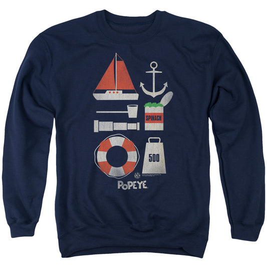 Popeye Items Mens Crewneck Sweatshirt Navy