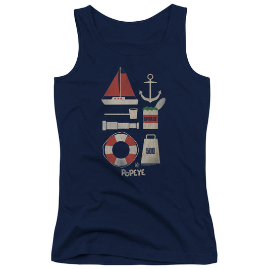 Popeye Items Womens Tank Top Shirt Navy