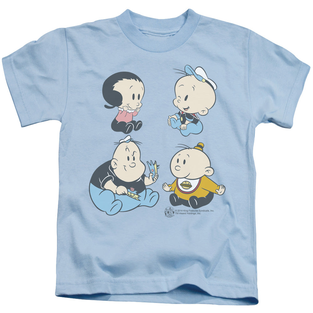 Popeye Four Friends Juvenile Kids Youth T Shirt Light Blue