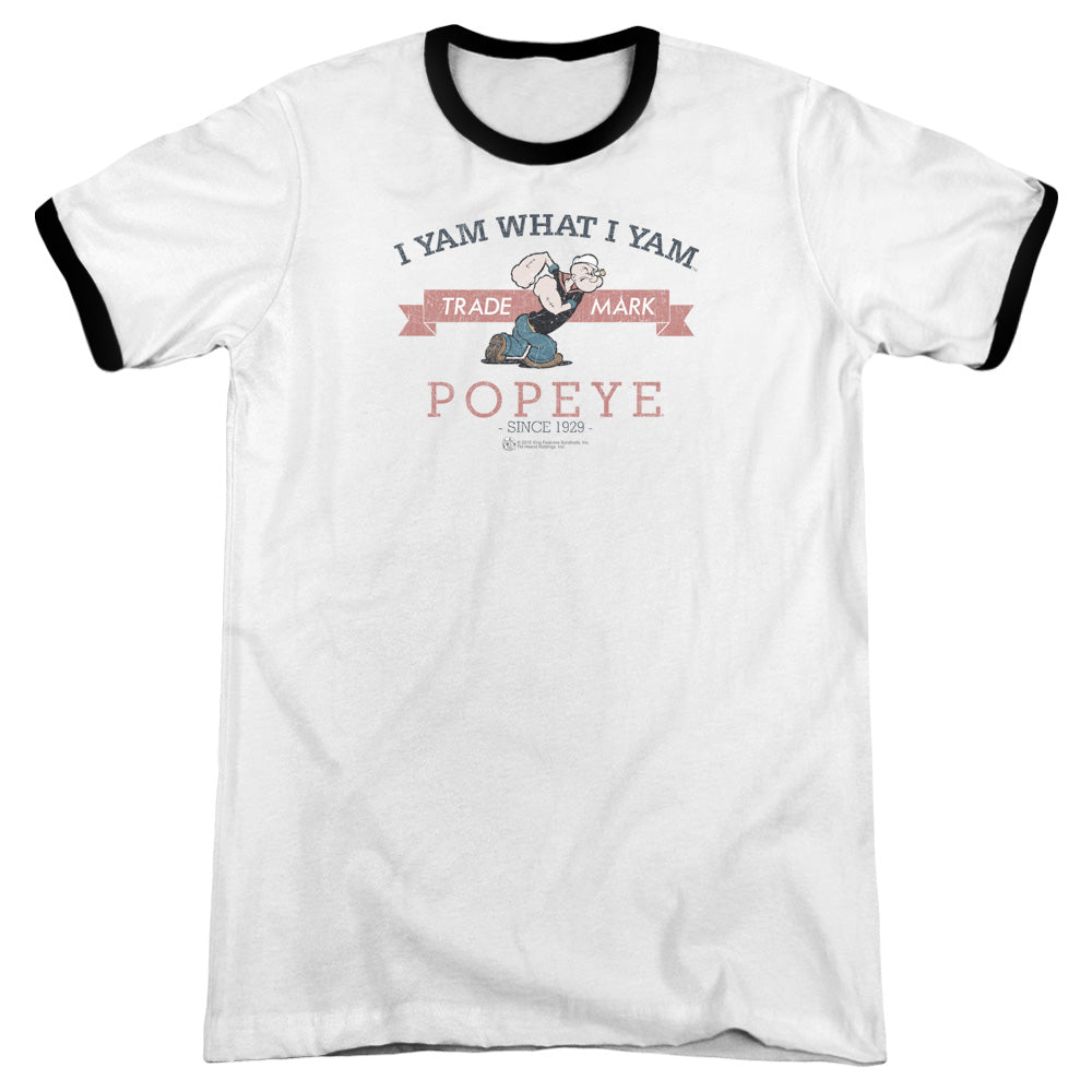 Popeye Vintage Heather Ringer Mens T Shirt White Black