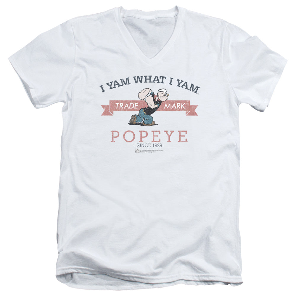 Popeye Vintage Mens Slim Fit V Neck T Shirt White