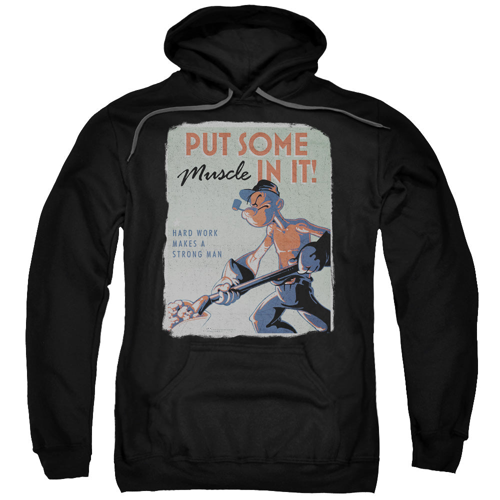 Popeye Hard Work Mens Hoodie Black