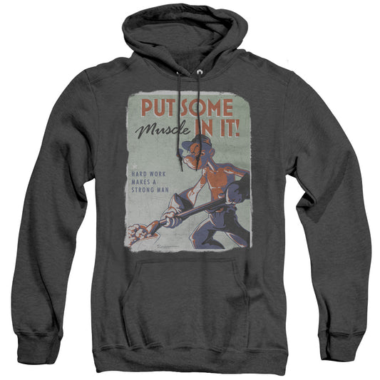 Popeye Hard Work Heather Mens Hoodie Black