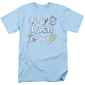 Popeye Heads Up Mens T Shirt Light Blue