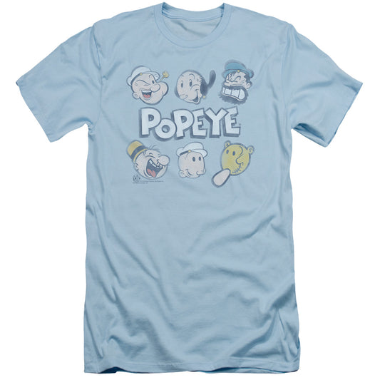 Popeye Heads Up Slim Fit Mens T Shirt Light Blue