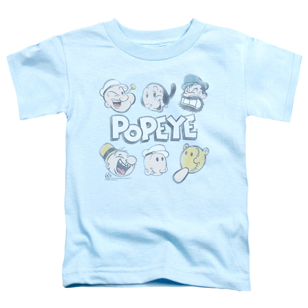 Popeye Heads Up Toddler Kids Youth T Shirt Light Blue