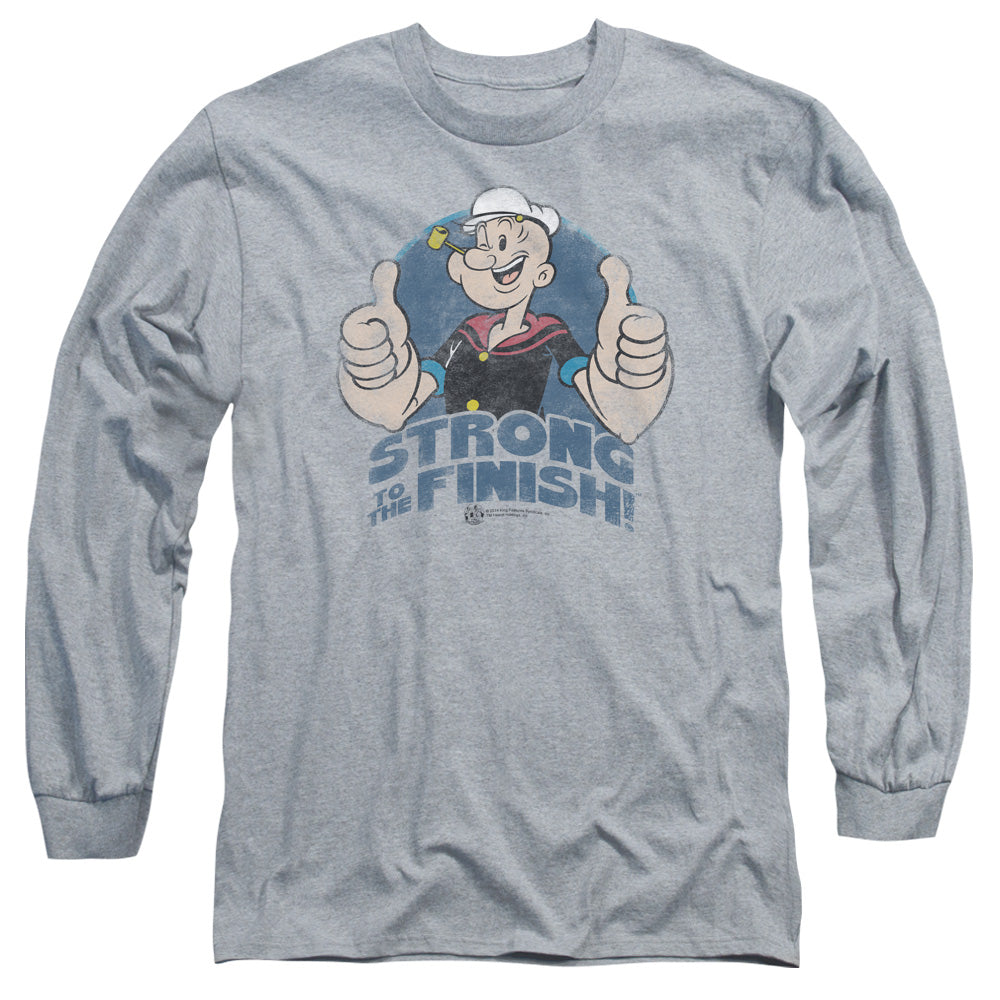 Popeye To The Finish Mens Long Sleeve Shirt Athletic Heather