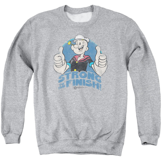 Popeye To The Finish Mens Crewneck Sweatshirt Athletic Heather