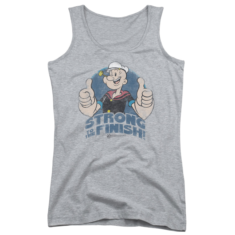 Popeye To The Finish Womens Tank Top Shirt Athletic Heather