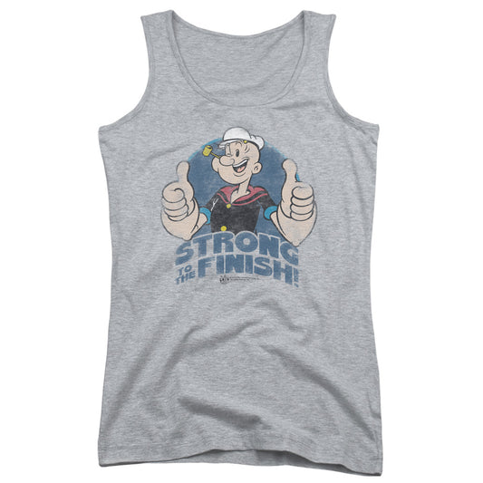 Popeye To The Finish Womens Tank Top Shirt Athletic Heather