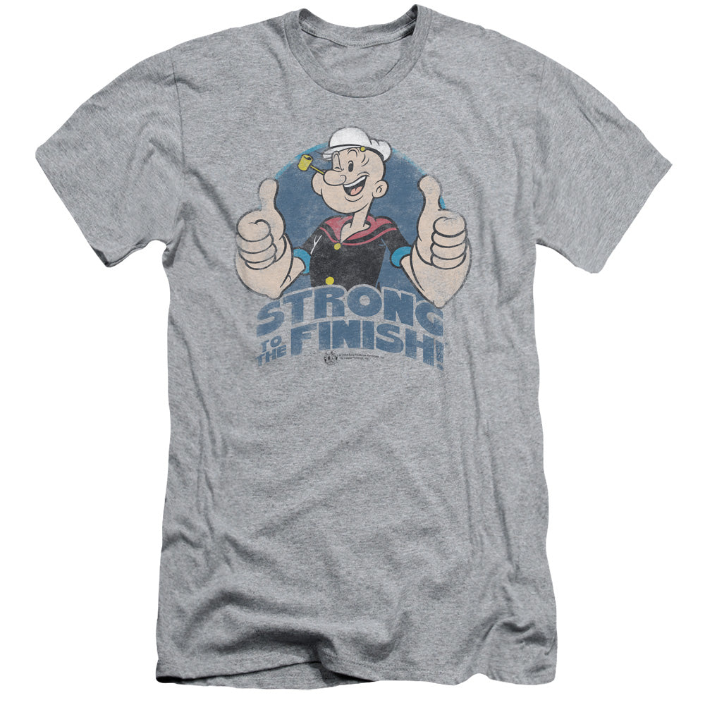 Popeye To The Finish Slim Fit Mens T Shirt Athletic Heather