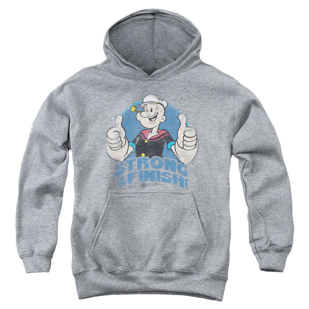 Popeye To The Finish Kids Youth Hoodie Heather