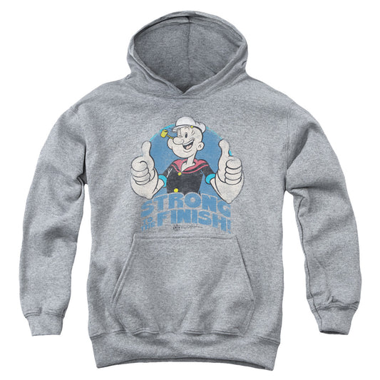 Popeye To The Finish Kids Youth Hoodie Heather