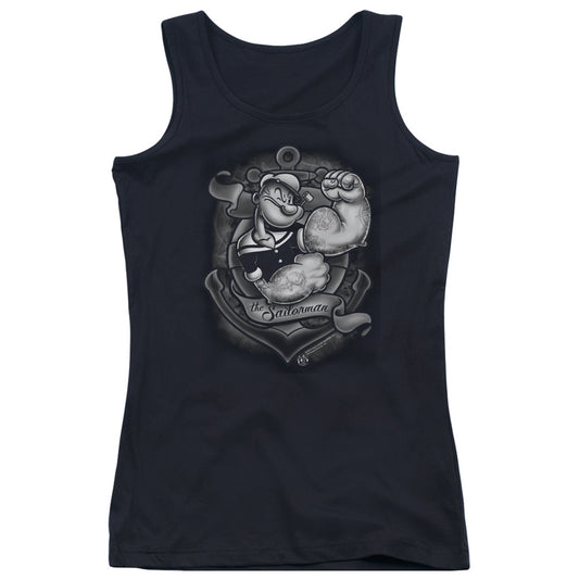 Popeye Anchors Away Womens Tank Top Shirt Black