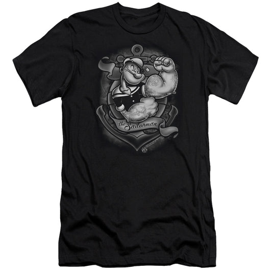 Popeye Anchors Away Slim Fit Mens T Shirt Black