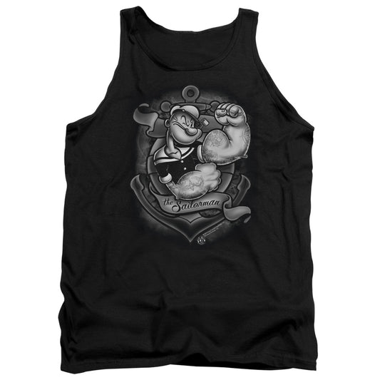 Popeye Anchors Away Mens Tank Top Shirt Black