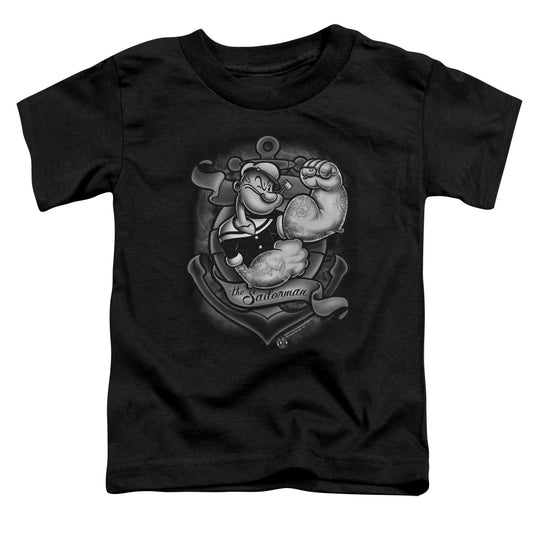 Popeye Anchors Away Toddler Kids Youth T Shirt Black