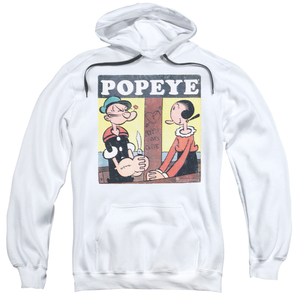 Popeye Loves Olive Mens Hoodie White