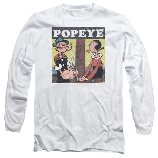 Popeye Loves Olive Mens Long Sleeve Shirt White