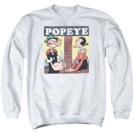 Popeye Loves Olive Mens Crewneck Sweatshirt White