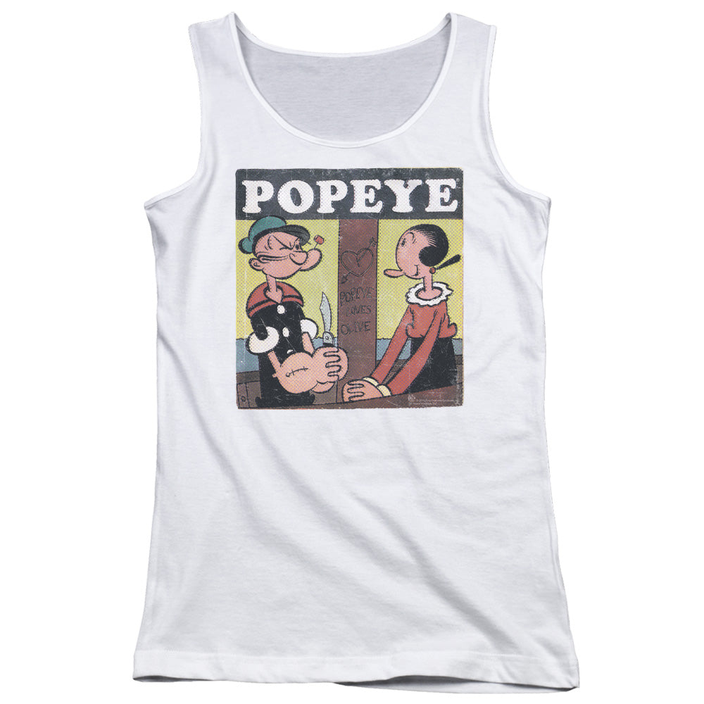 Popeye Loves Olive Womens Tank Top Shirt White