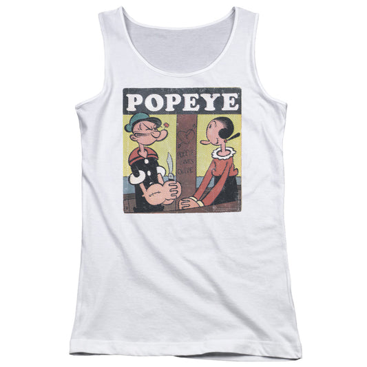 Popeye Loves Olive Womens Tank Top Shirt White