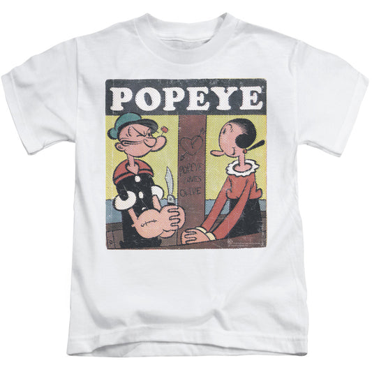 Popeye Loves Olive Juvenile Kids Youth T Shirt White