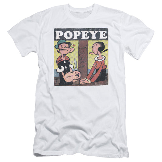 Popeye Loves Olive Slim Fit Mens T Shirt White