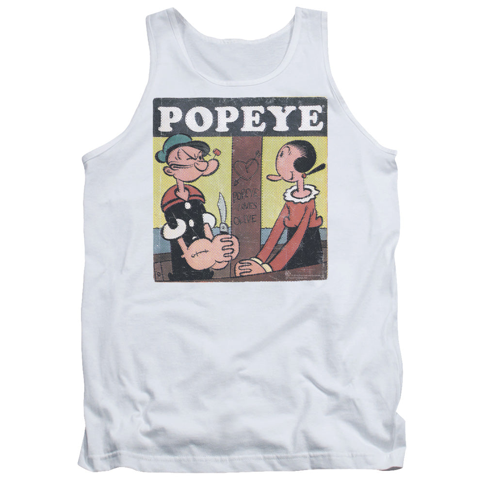 Popeye Loves Olive Mens Tank Top Shirt White