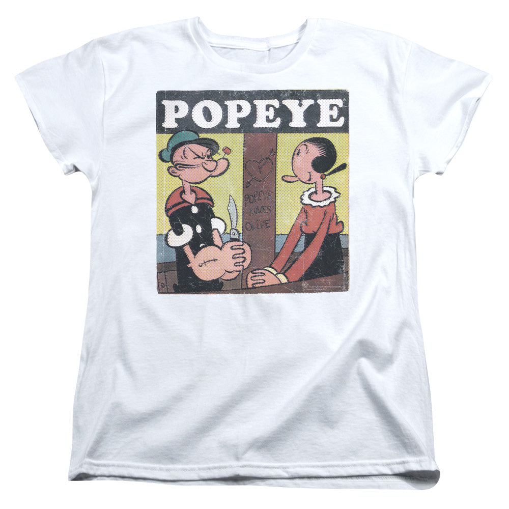 Popeye Loves Olive Womens T Shirt White