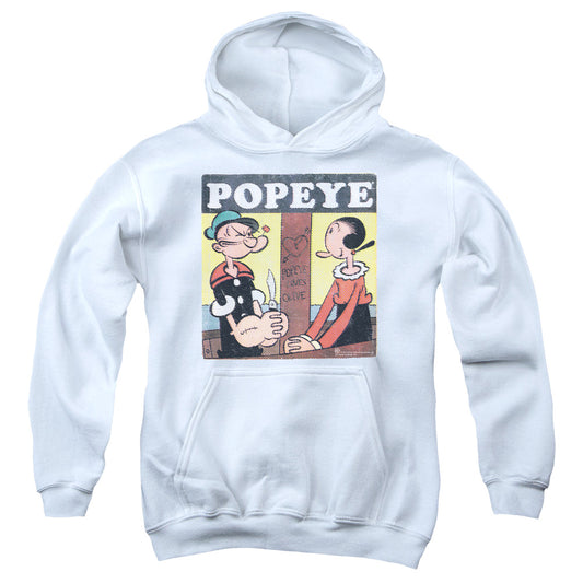 Popeye Loves Olive Kids Youth Hoodie White