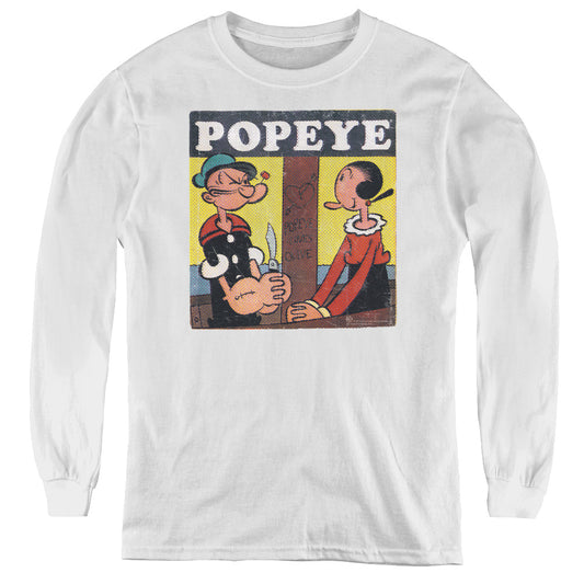 Popeye Loves Olive Long Sleeve Kids Youth T Shirt White