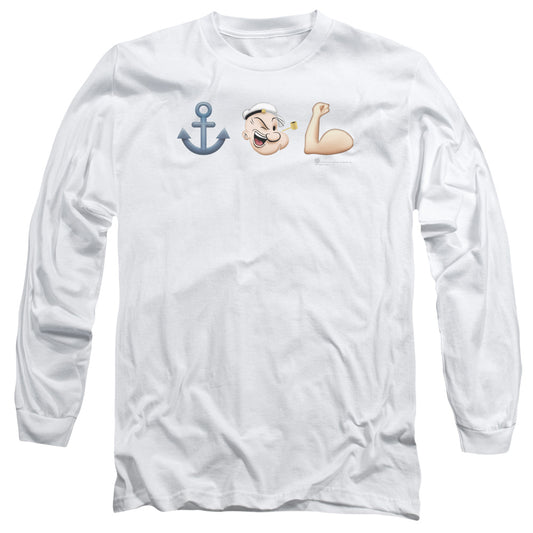 Popeye Emoji Mens Long Sleeve Shirt White