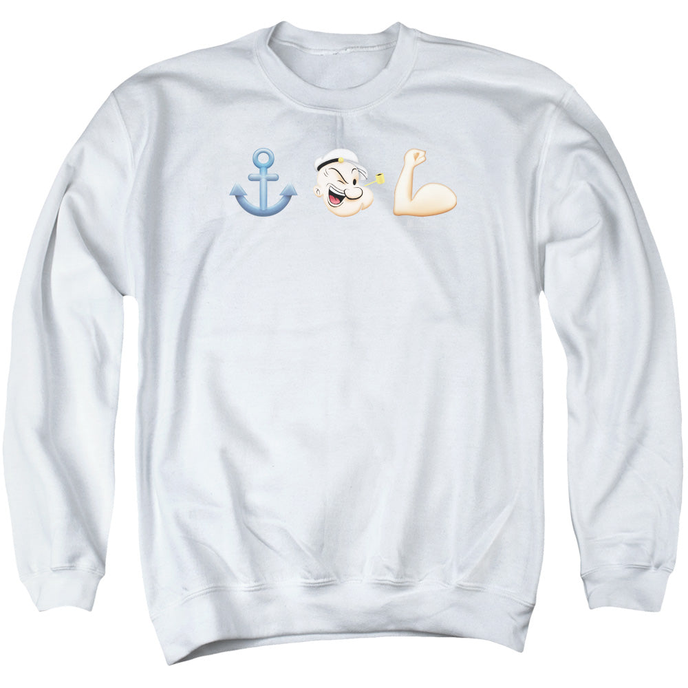 Popeye Emoji Mens Crewneck Sweatshirt White