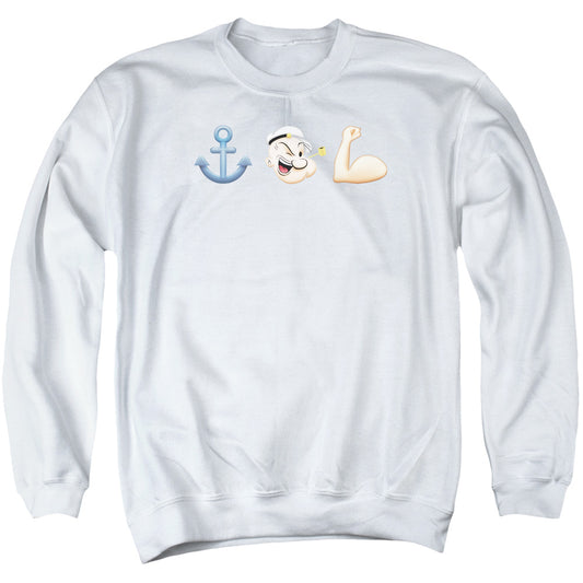 Popeye Emoji Mens Crewneck Sweatshirt White