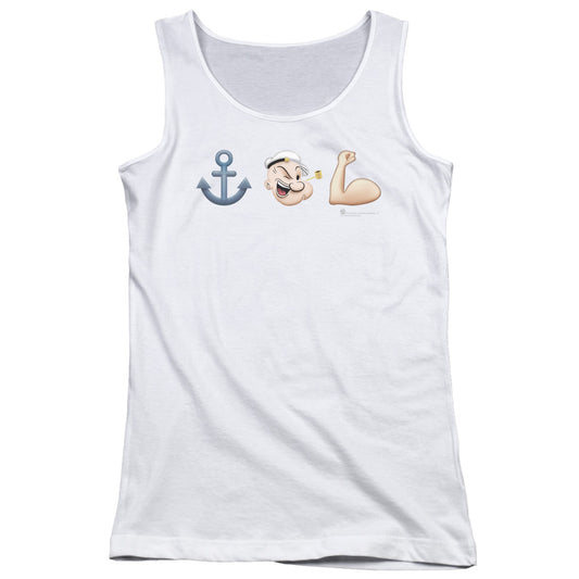 Popeye Emoji Womens Tank Top Shirt White