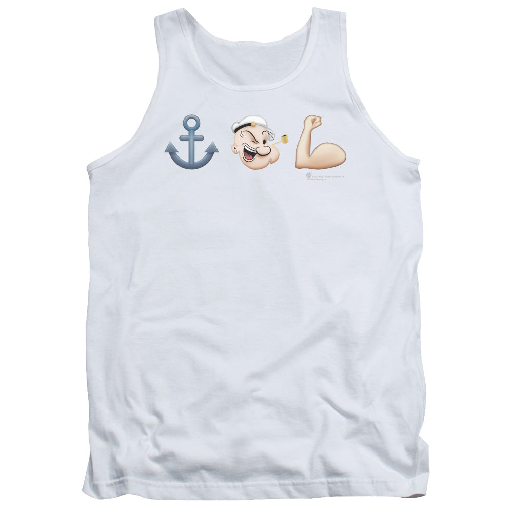 Popeye Emoji Mens Tank Top Shirt White