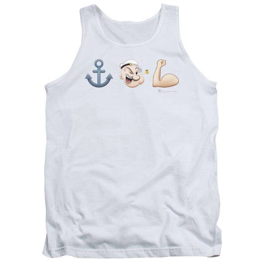 Popeye Emoji Mens Tank Top Shirt White