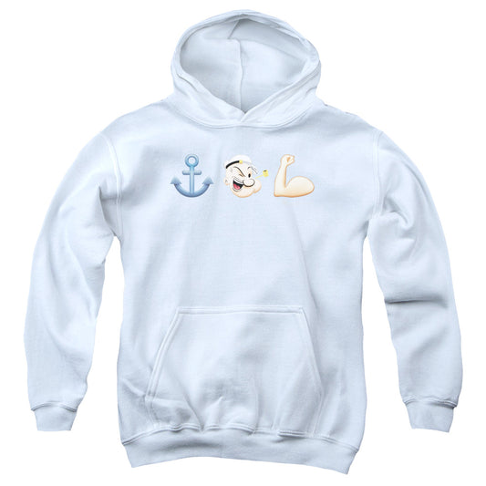 Popeye Emoji Kids Youth Hoodie White