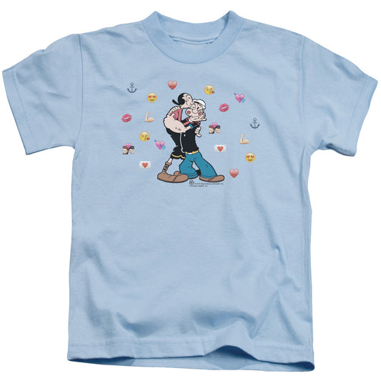 Popeye Love Icons Juvenile Kids Youth T Shirt Light Blue