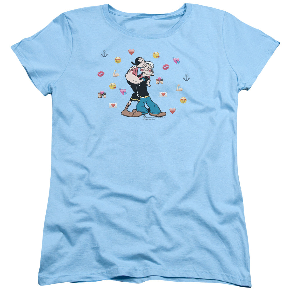 Popeye Love Icons Womens T Shirt Light Blue