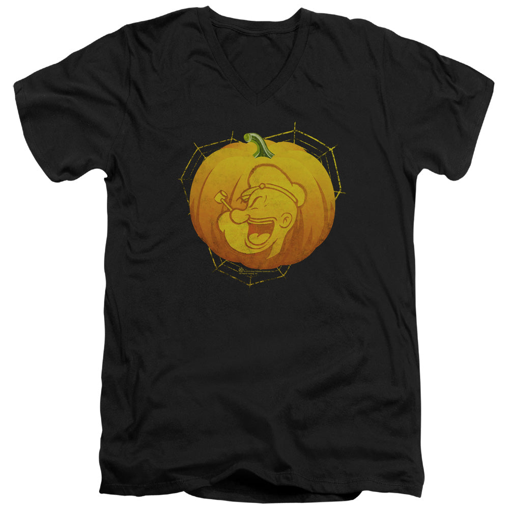 Popeye Pop O Lantern Mens Slim Fit V Neck T Shirt Black