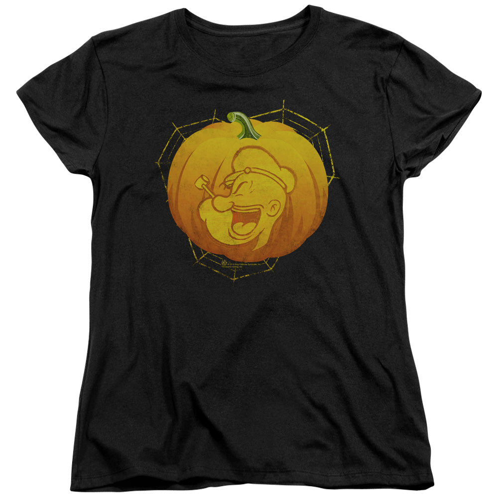 Popeye Pop O Lantern Womens T Shirt Black